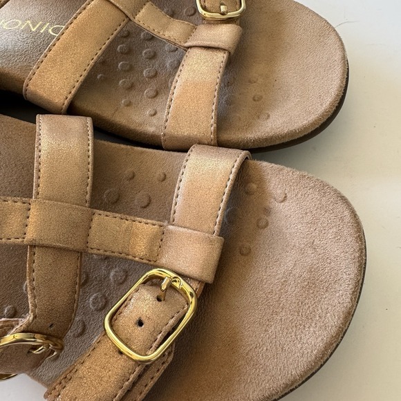 Vionic Misa Rose Gold Women's Size 8  Hook & Loop Slip On Three Strap Sandals - Picture 4 of 13